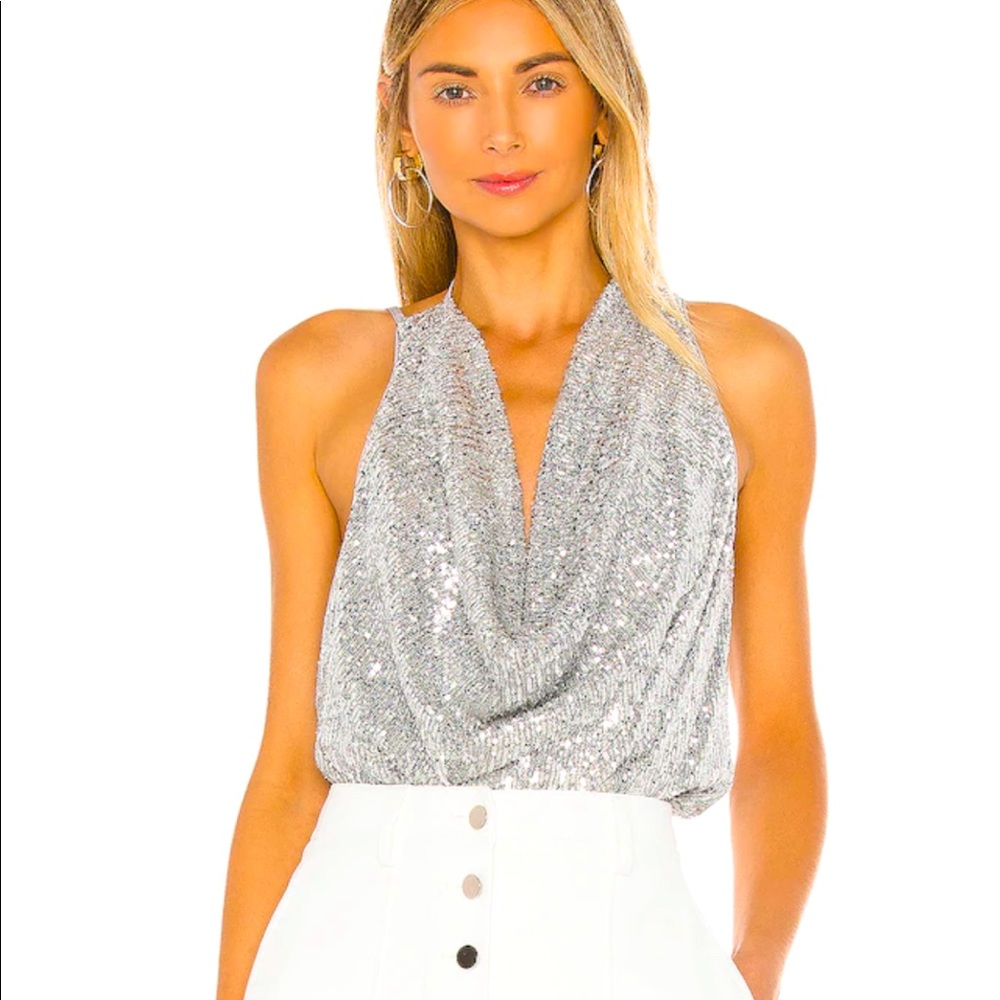 Sequined halter top backless L’Academie.
